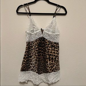 Cheetah & White Lace Fredericks of Hollywood Babydoll Size S